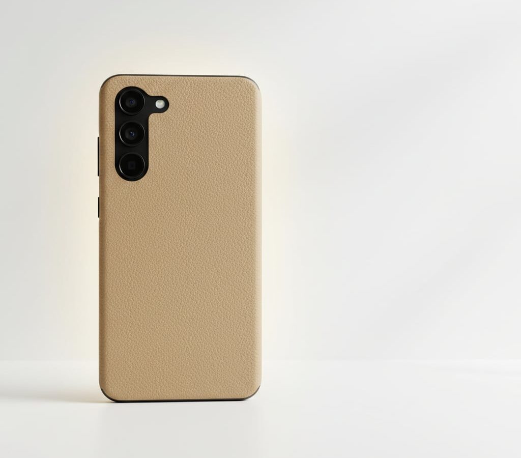 Película para Galaxy S24 FE – Traseira Efeito Couro Bege: Proteção Premium com Design Sofisticado